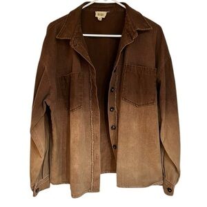 BiBi Distressed Brown Button-Front Jean Jacket